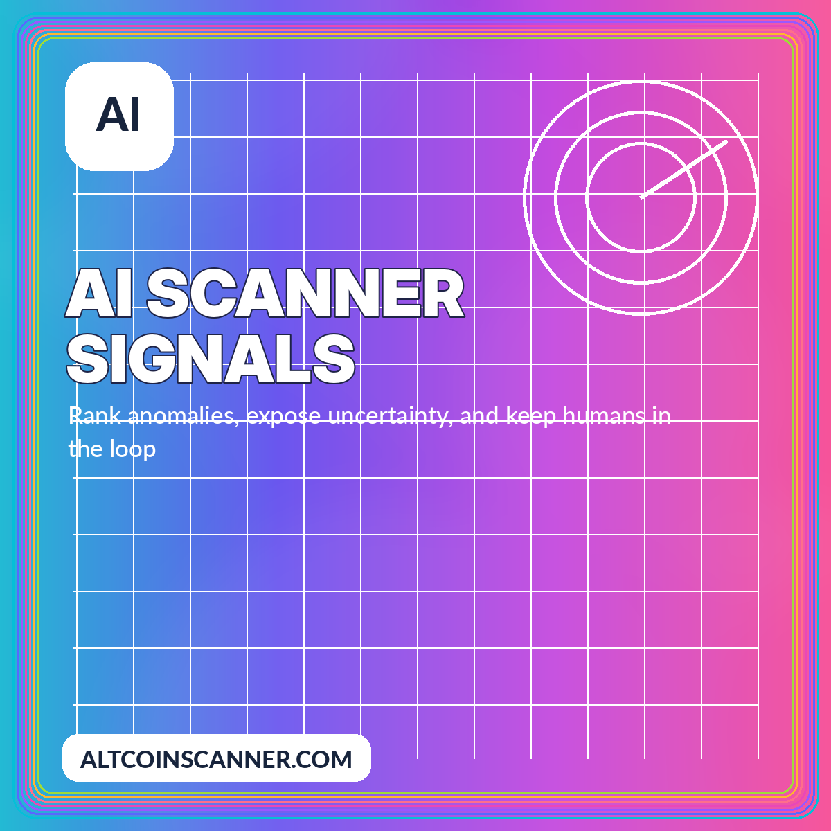Neon AI Altcoin Scanner signals typography card