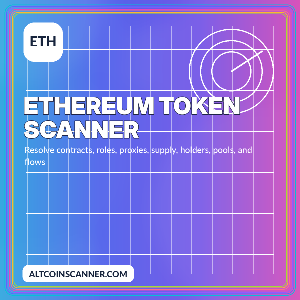 Neon Ethereum Token Scanner typography card