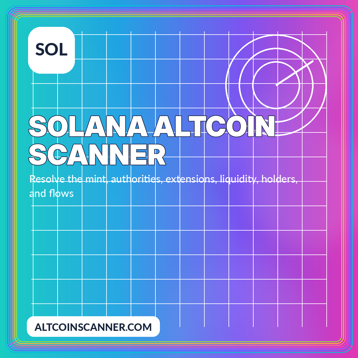 Neon Solana Altcoin Scanner typography card